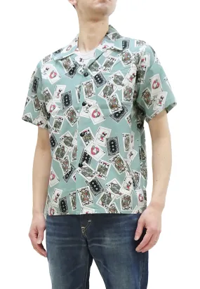 Momotaro Jeans Shirt Men's Short Sleeve Japanese Aloha Shirt Hawaiian Shirt MSS1010M31 Green