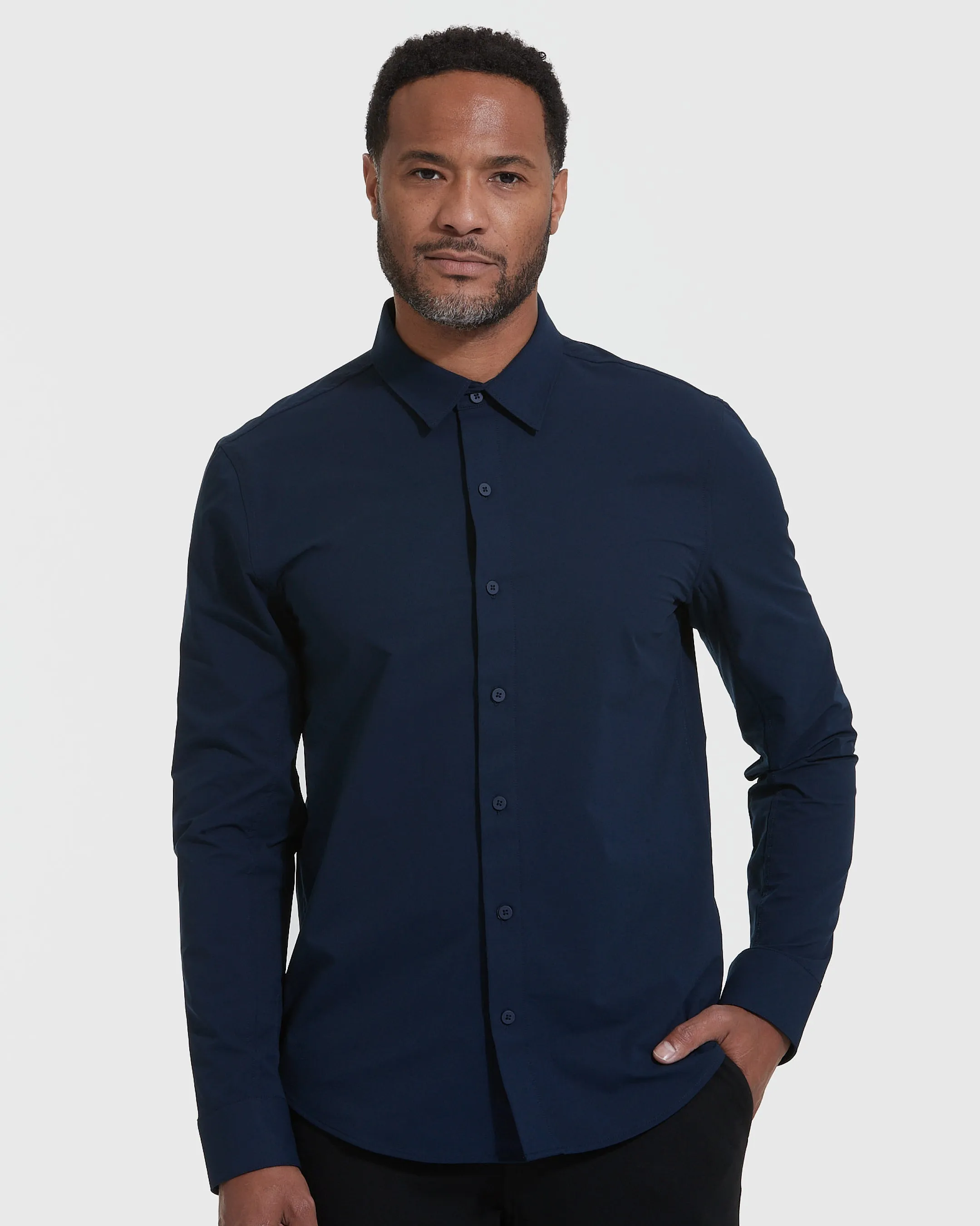 Navy and White Commuter Long Sleeve Shirt 2-Pack