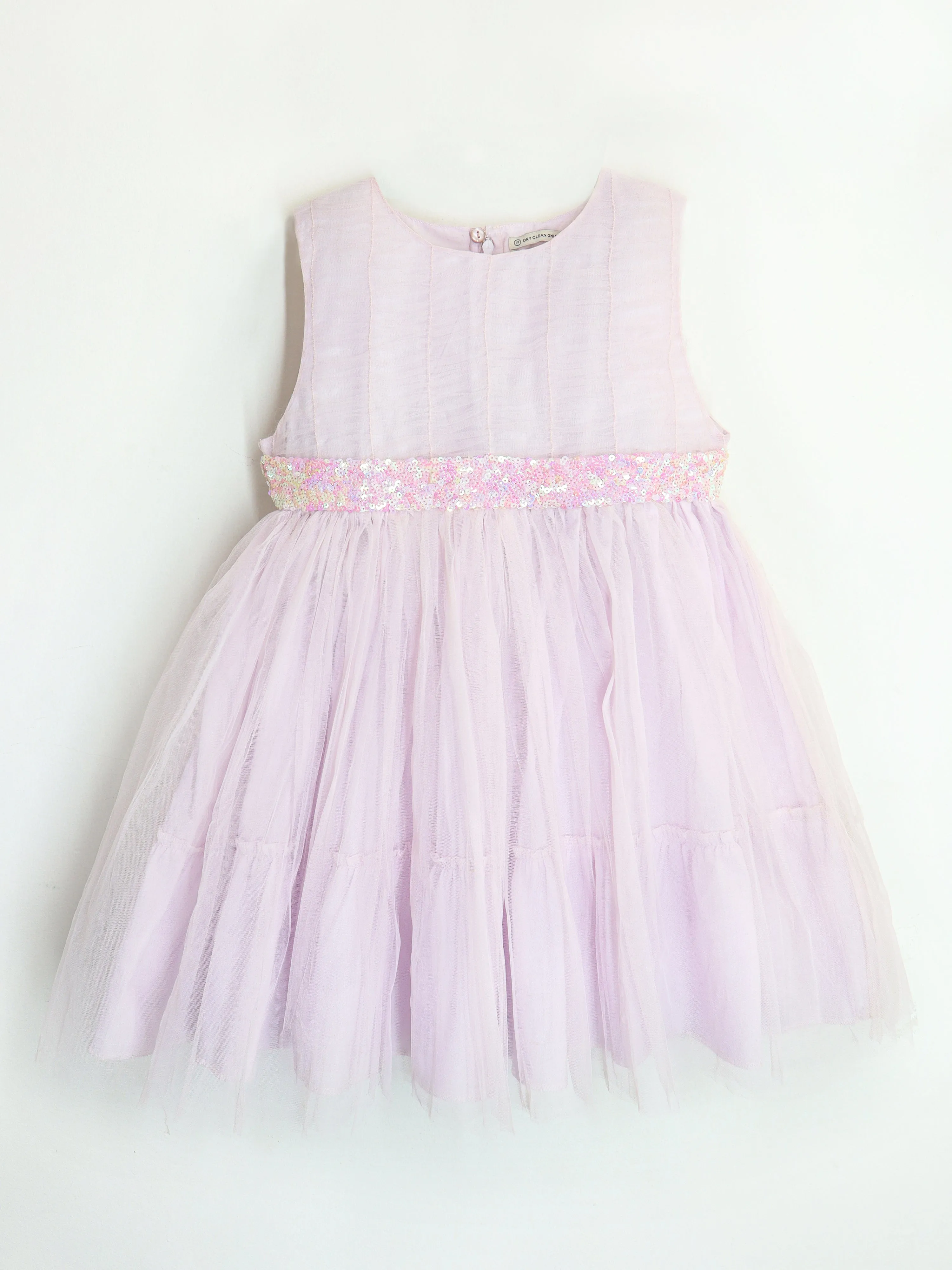 Party wear Light Purple Cotton Blend Zipper Closure Fit & Flared Sequin Party wear Dress For Girls