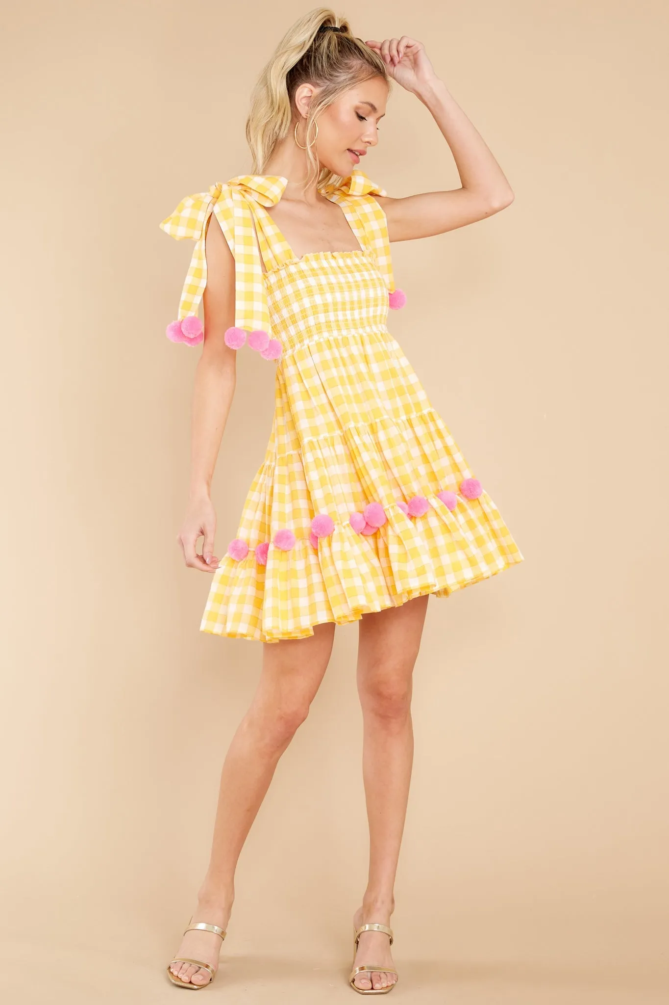 Pippa Yellow Gingham Short Dress