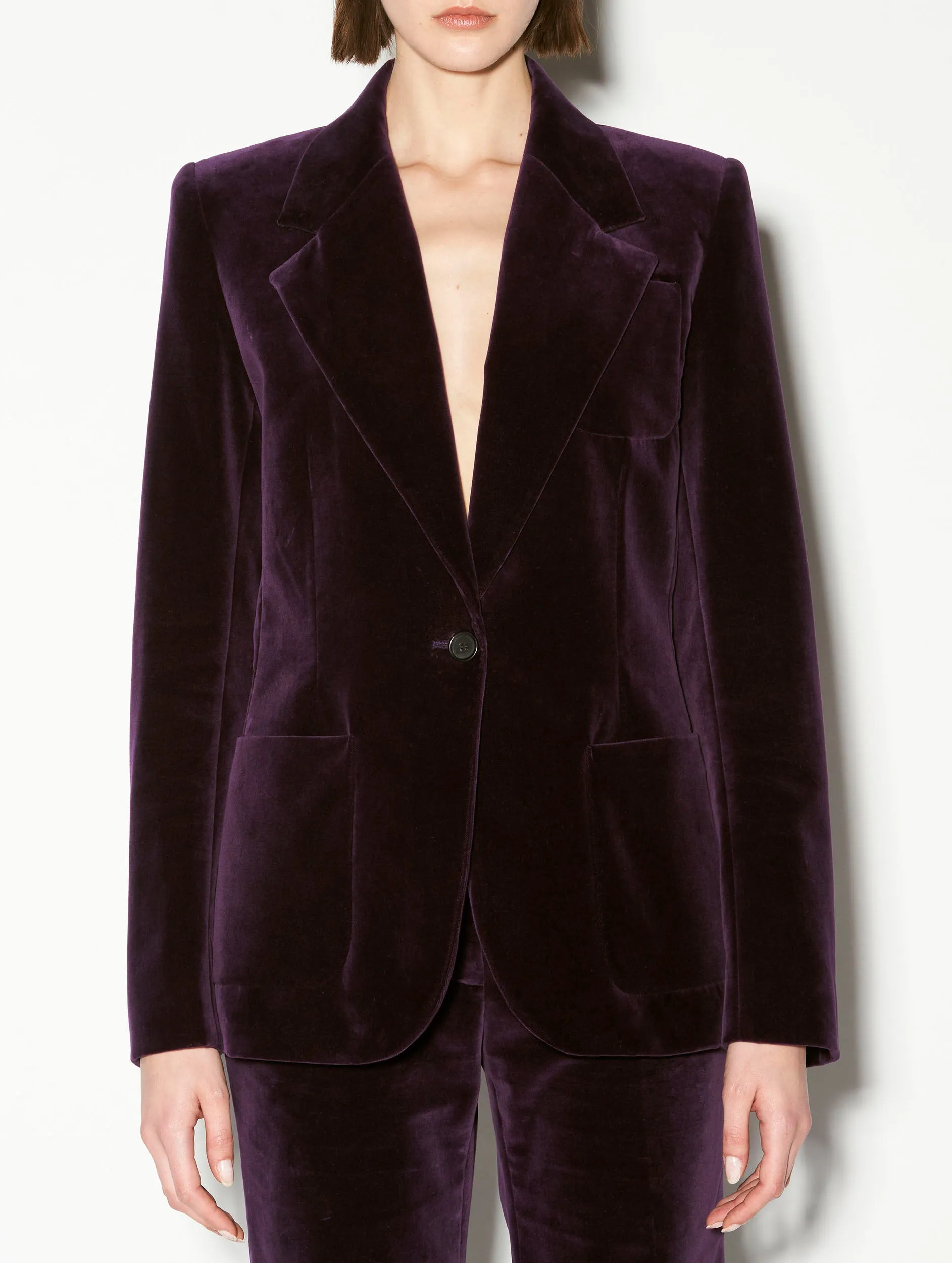 Plum smooth velvet suit jacket