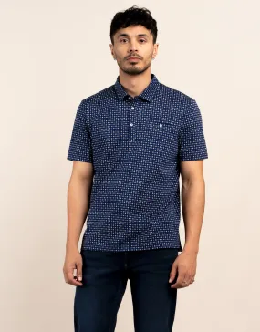 Portofino Navy and White Floral Polo Shirt