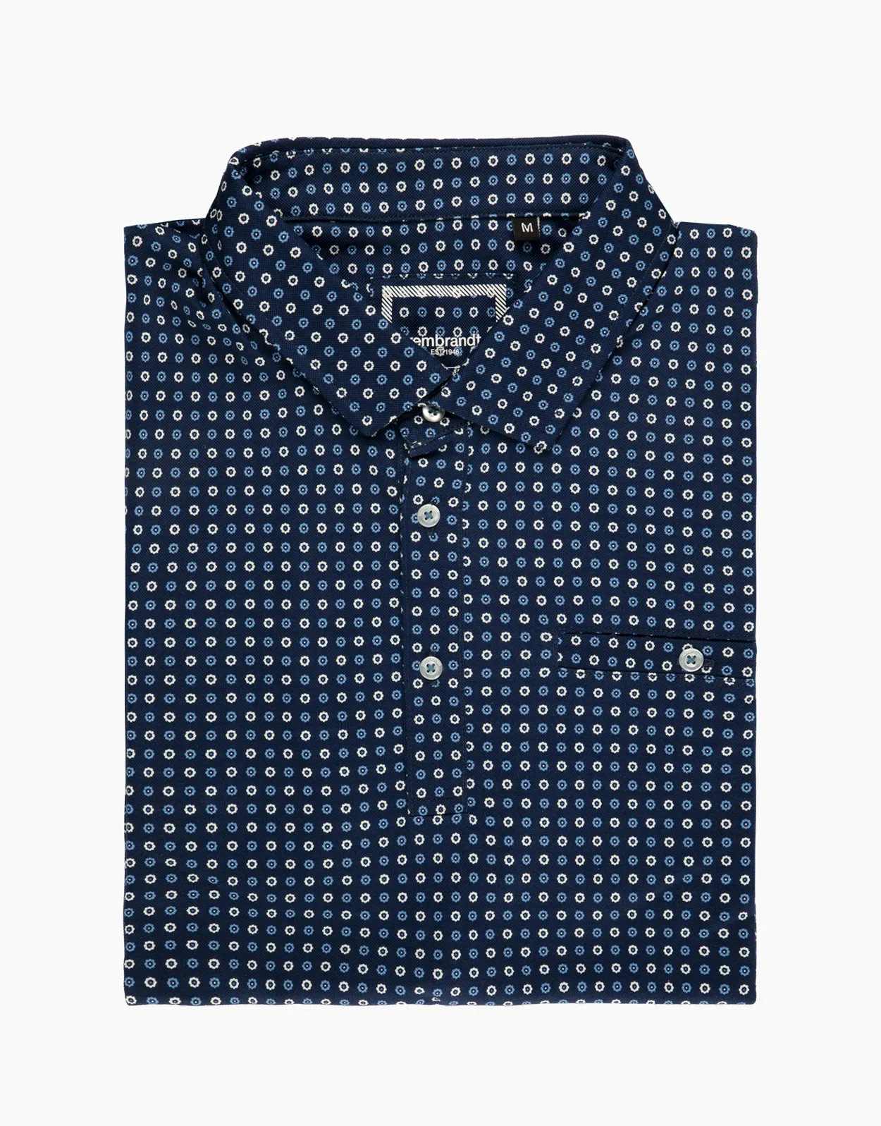 Portofino Navy and White Floral Polo Shirt