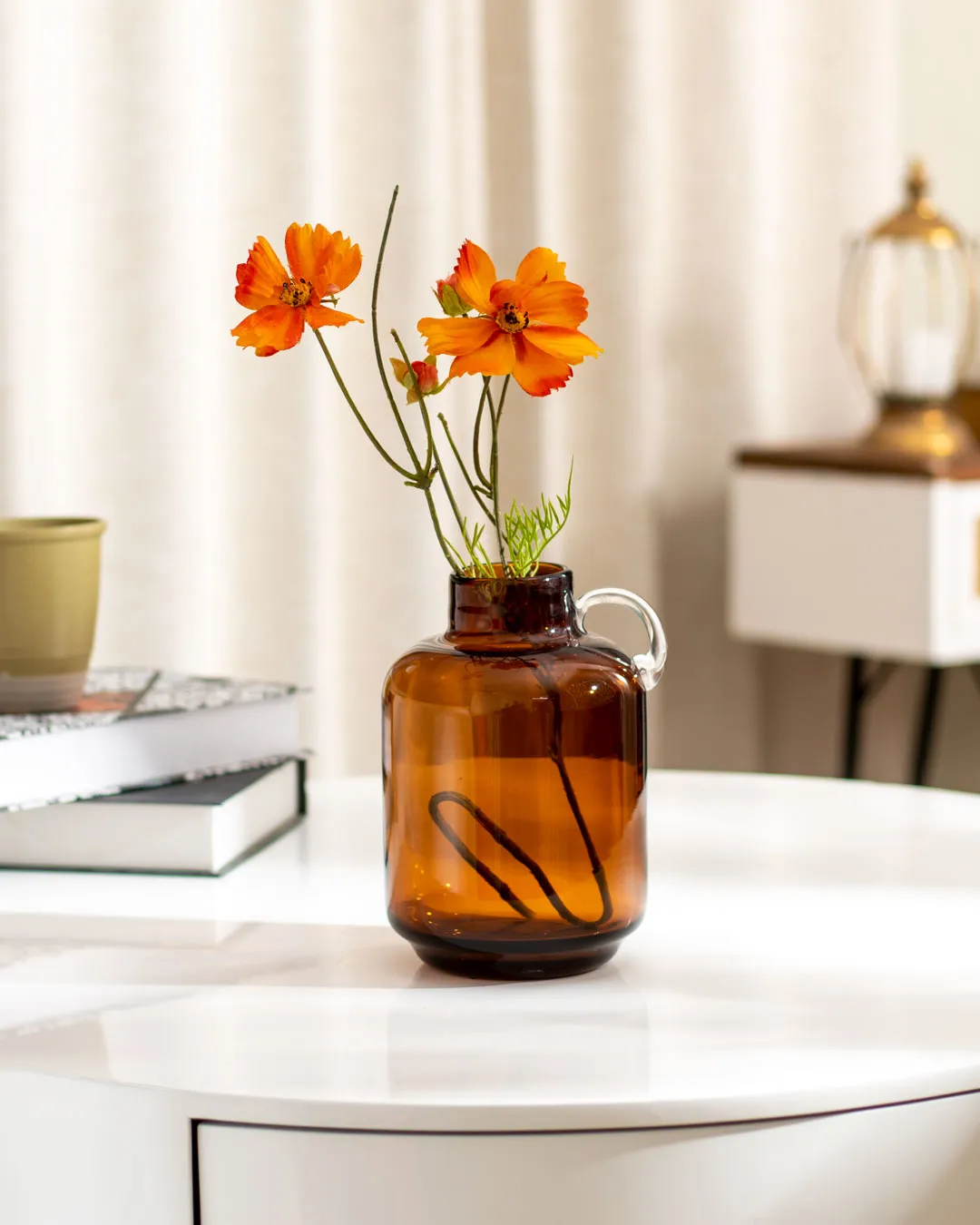 'Pouring Beauty' Decanter Glass Vase - Amber