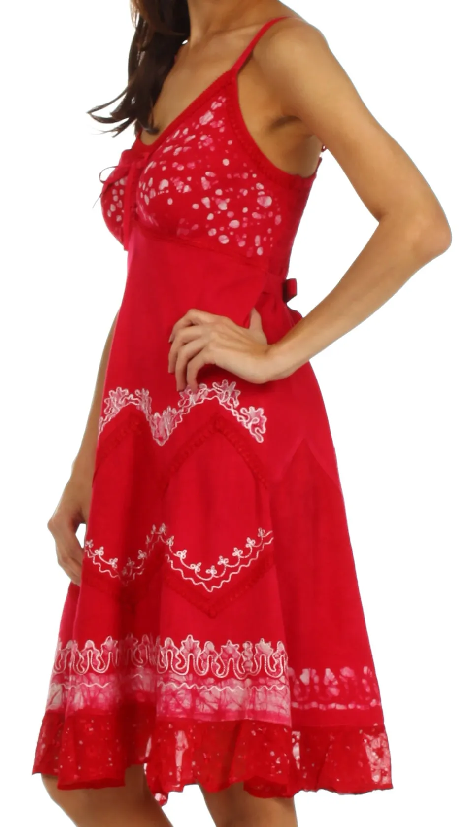 Sakkas Jolie Batik Embroidered Adjustable Spaghetti Strap Dress