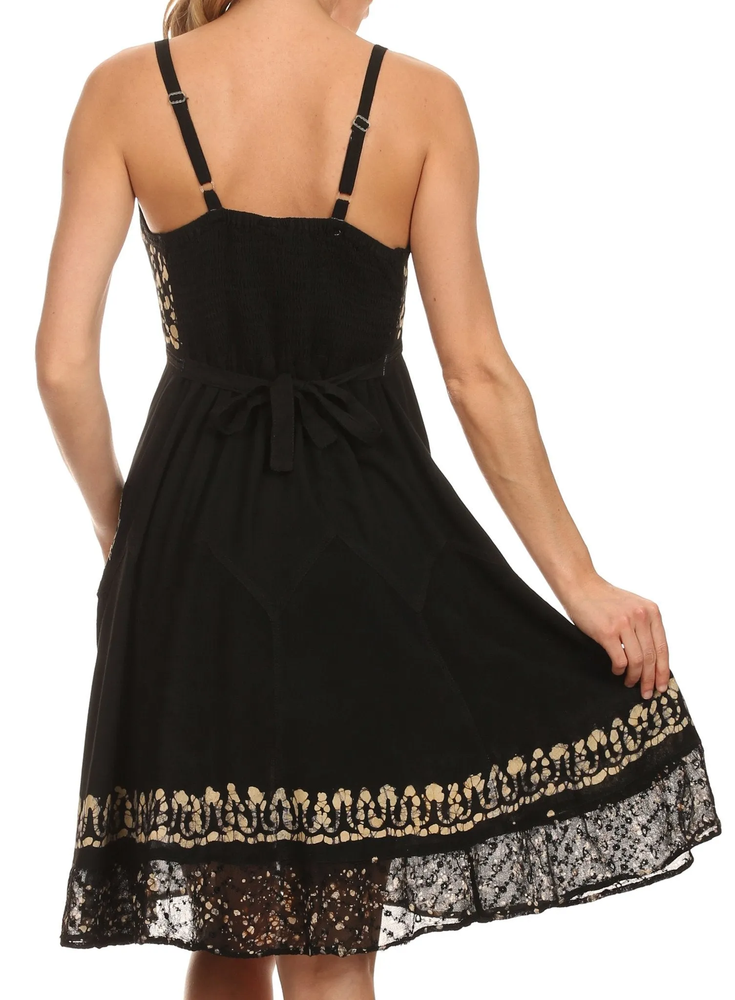 Sakkas Jolie Batik Embroidered Adjustable Spaghetti Strap Dress