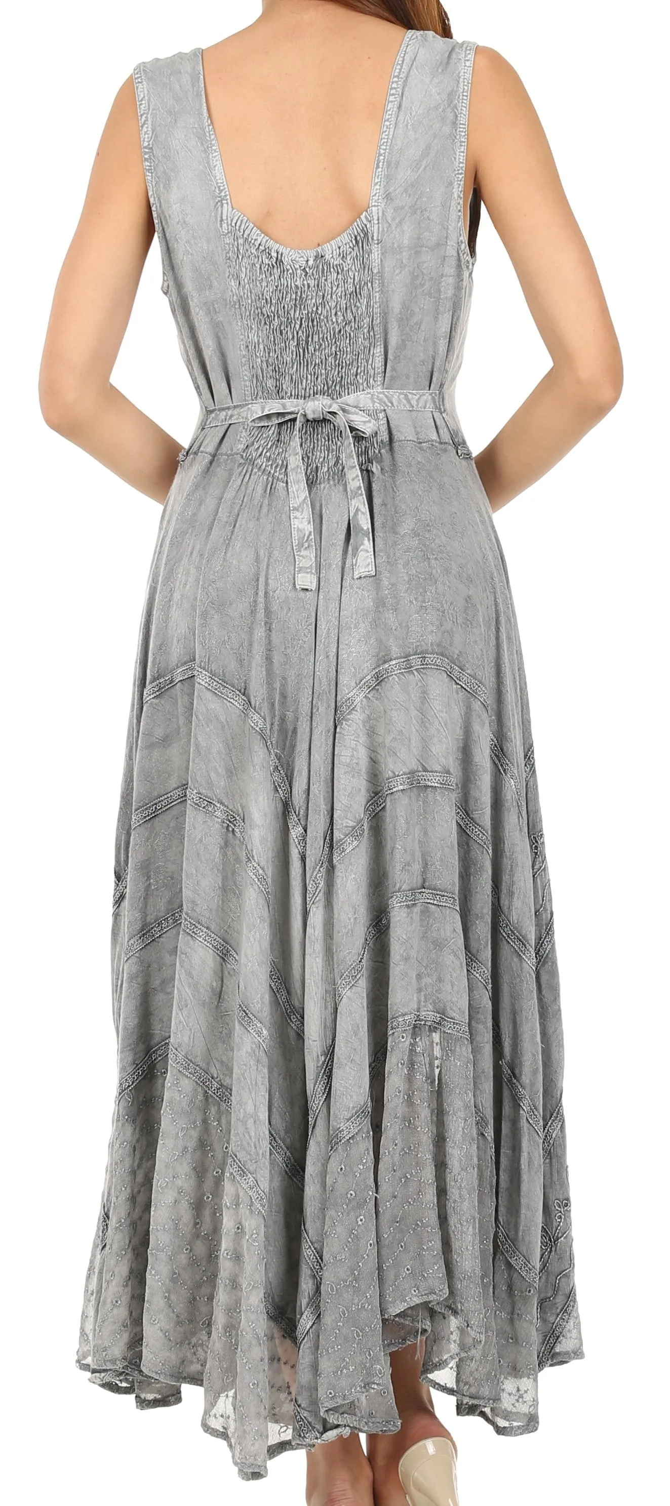 Sakkas Kevina Stonewashed Rayon Embroidered Dress