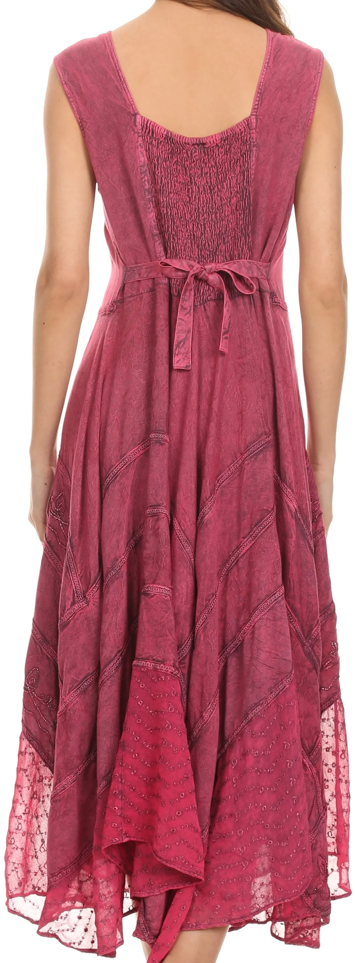 Sakkas Kevina Stonewashed Rayon Embroidered Dress