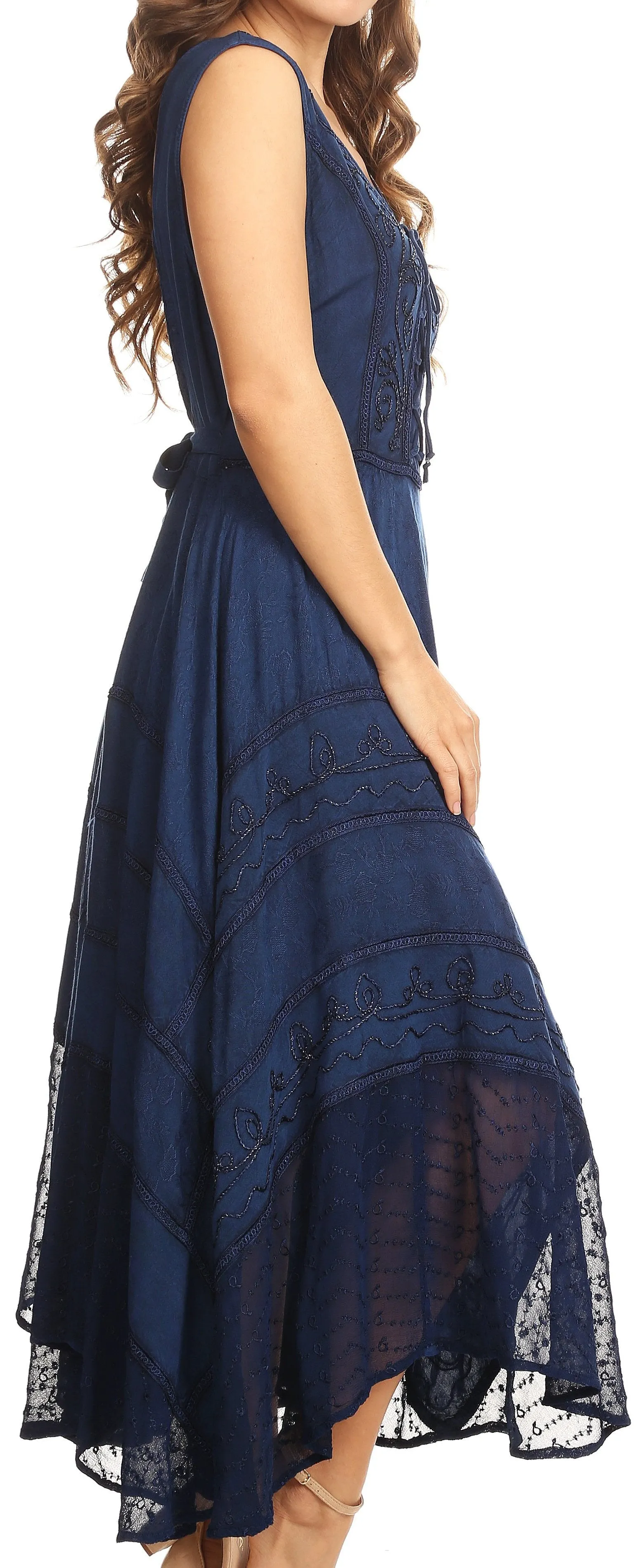 Sakkas Kevina Stonewashed Rayon Embroidered Dress