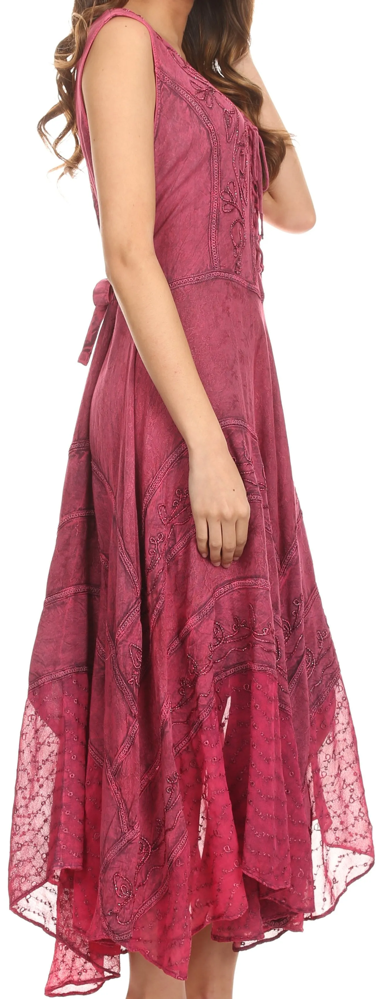 Sakkas Kevina Stonewashed Rayon Embroidered Dress