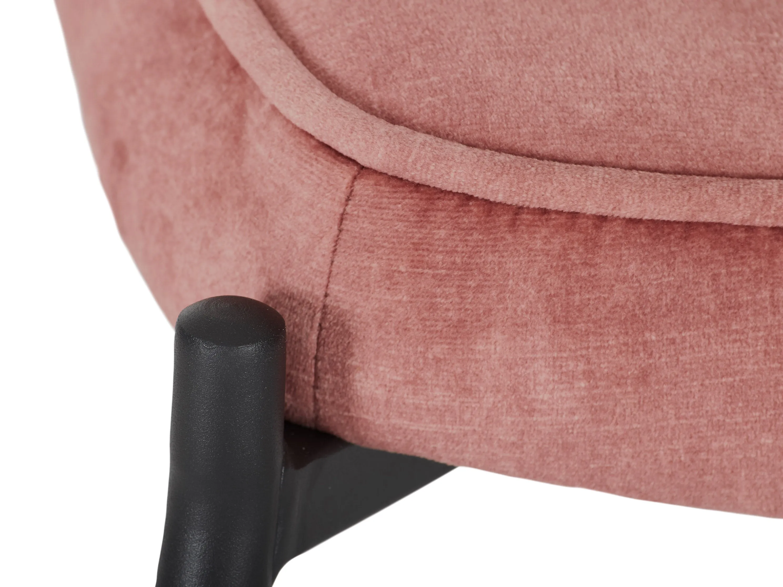 Salmon Pink Velvet Accent Chair with Stool