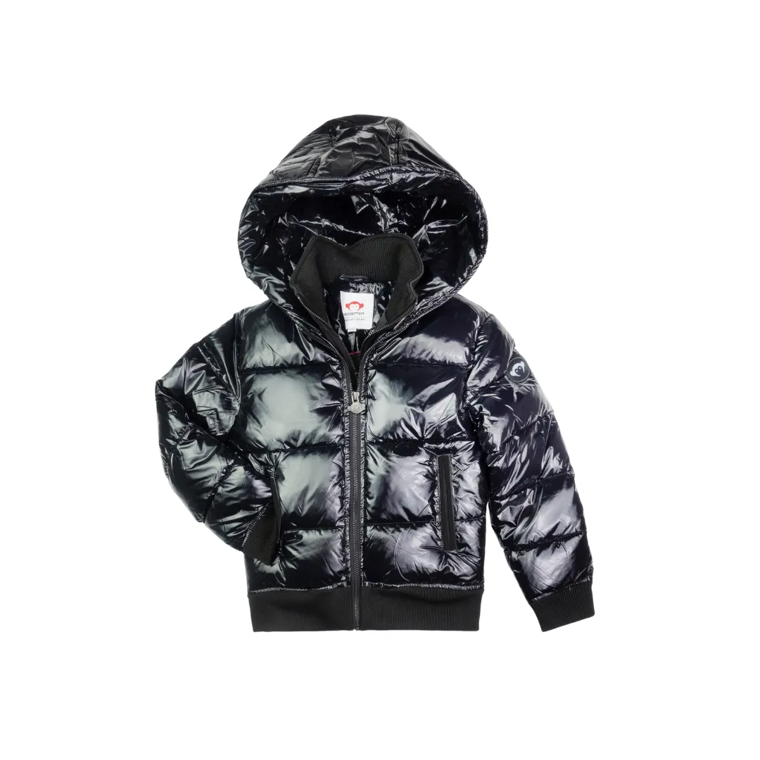 Shiny Unisex Black Flurry Coat