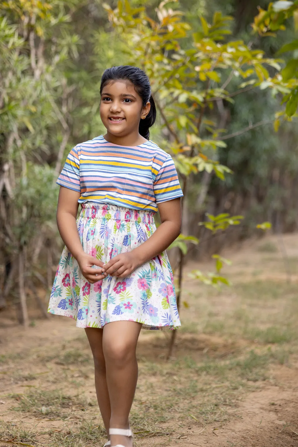 STRIPE AND FLORAL DRESS