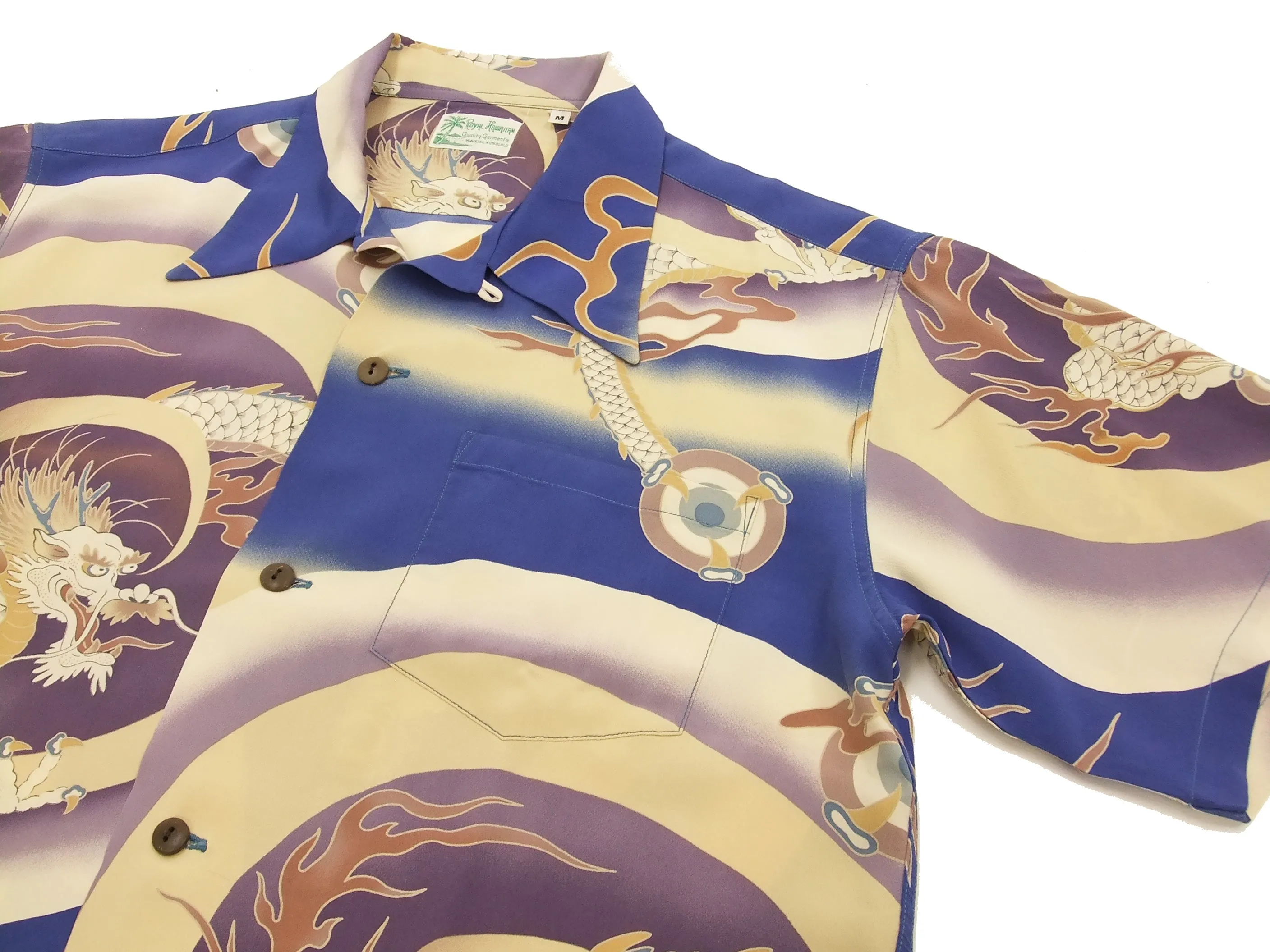 Sun Surf Men's Hawaiian Shirt Dragon Short Sleeve Aloha shirt SS37861 Blue