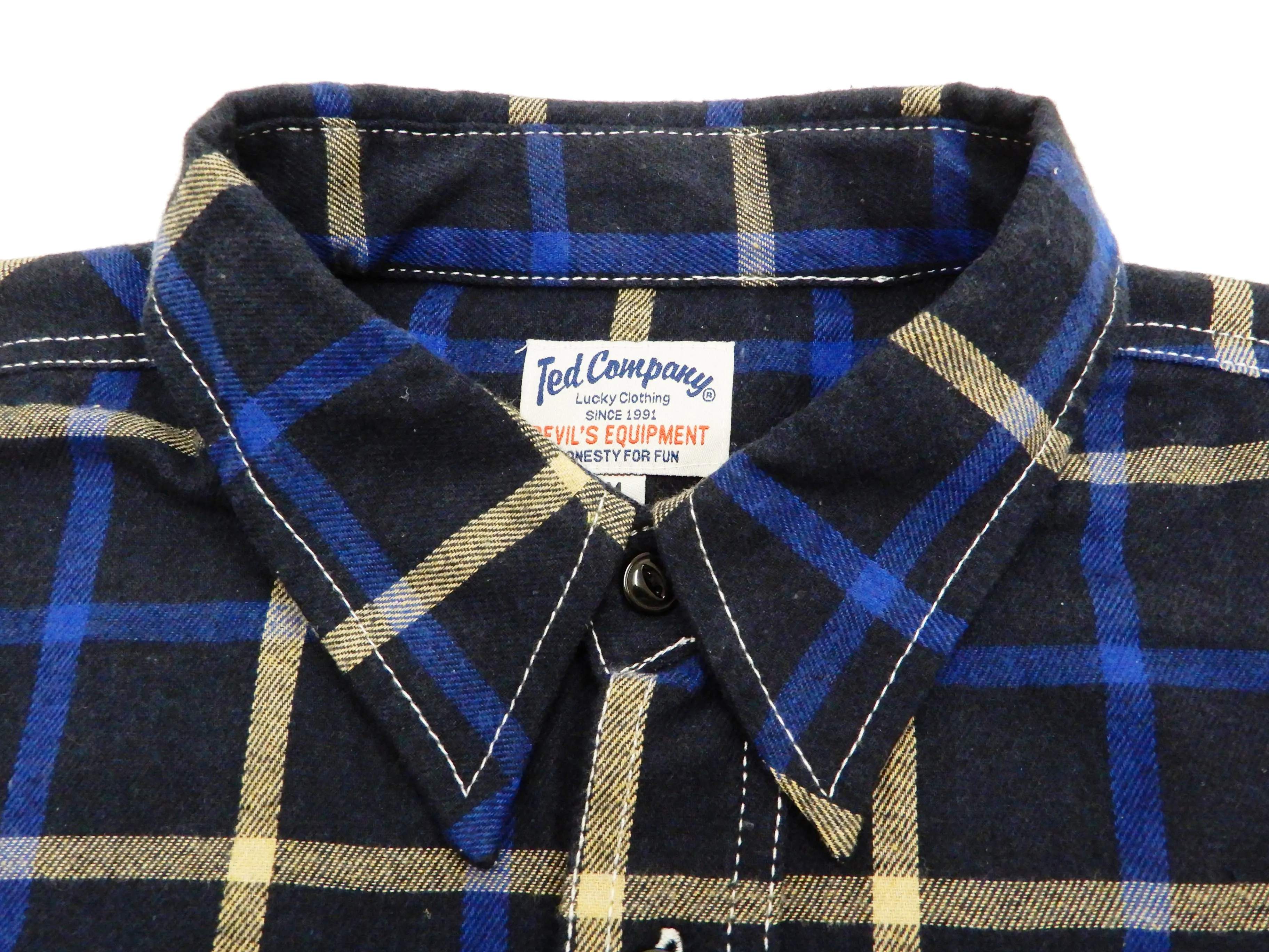 Tedman Custom Embroidered Plaid Flannel Shirt Men's Long Sleeve Shirt TNS-700 Navy/Blue