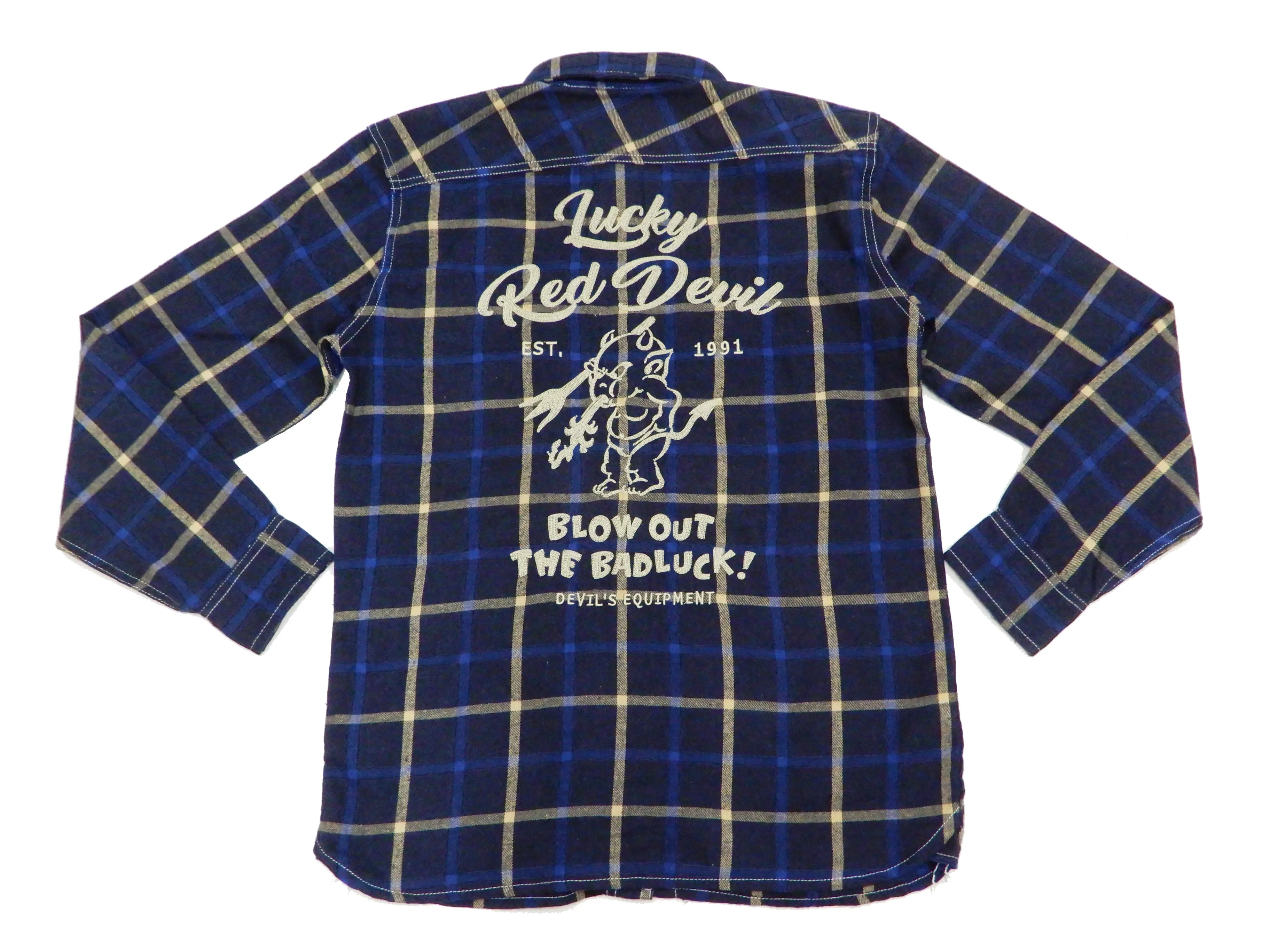 Tedman Custom Embroidered Plaid Flannel Shirt Men's Long Sleeve Shirt TNS-700 Navy/Blue