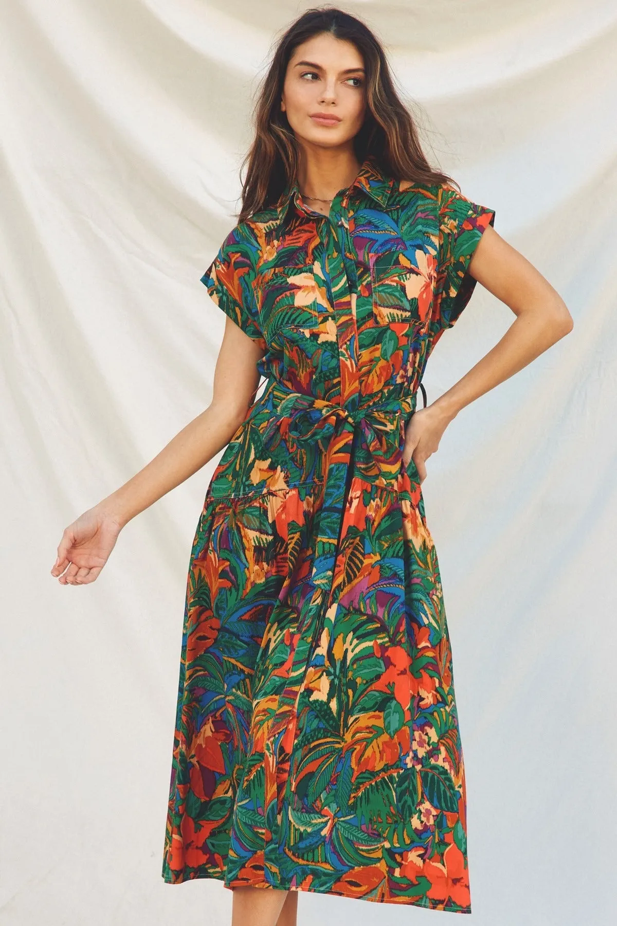 Tropical Breeze Shirt Dress