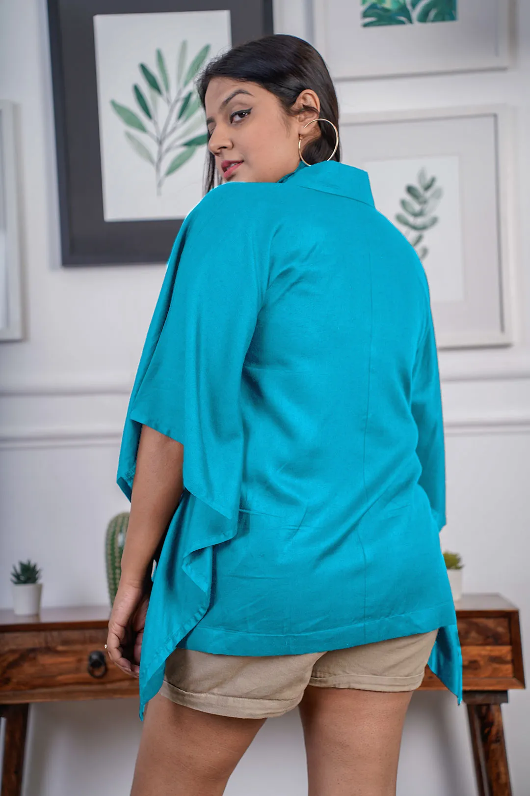 Turquoise Kaftan Top - Garden