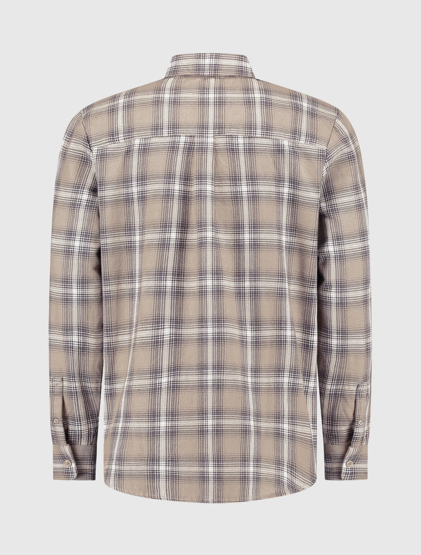 Twill Checked Overshirt | Taupe