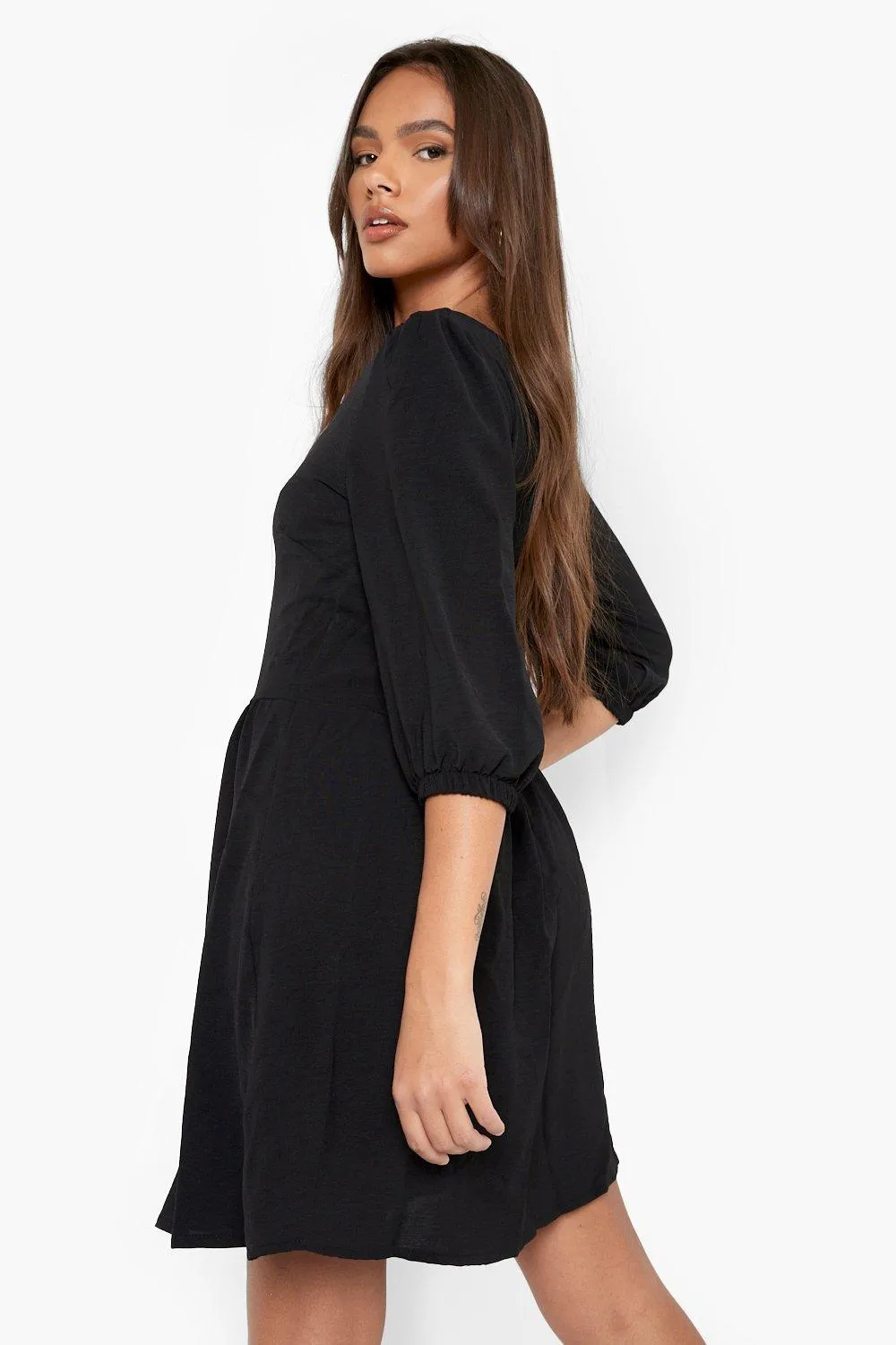 Women's Linen Button Detail Skater Dress